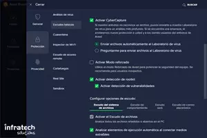 Captura de pantalla de la configuración de Cybercapture de Avast Essential Business Security