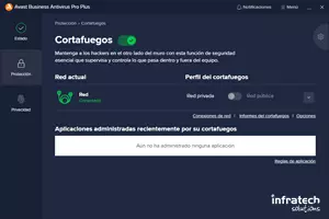Captura de pantalla del Cortafuegos de Avast Essential Business Security