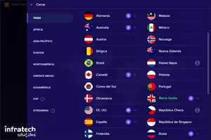 Captura de pantalla de Avast SecureLine VPN - elige ubicación
