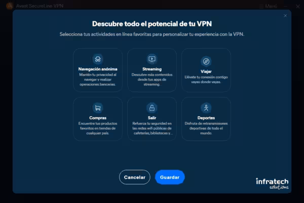 Captura de pantalla de Avast Business SecureLine VPN | Funciones Captura de pantalla de Avast Business SecureLine VPN | Funciones