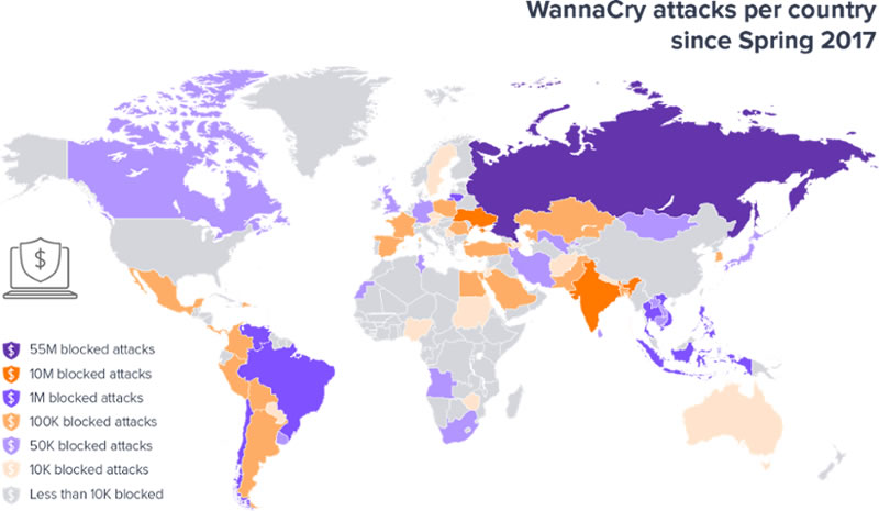 En mayo de 2017 WannaCry se extendió rápidamente por todo el mundo.