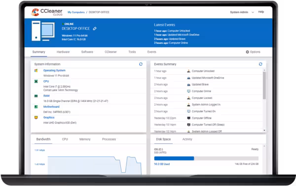 CCleaner Cloud Captura de pantalla de la consola en la nube de CCleaner Cloud